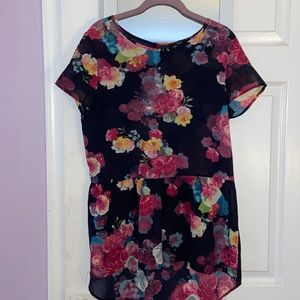 Black Sheer Floral Blouse